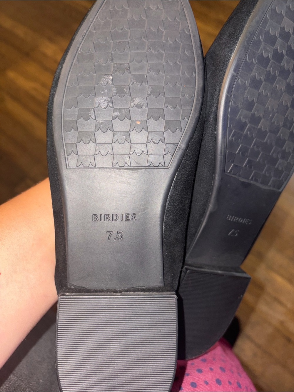 Birdies The Swan black suede mules, quilted insole. Black Pointed-Toe size 7.5 - Picture 4 of 5